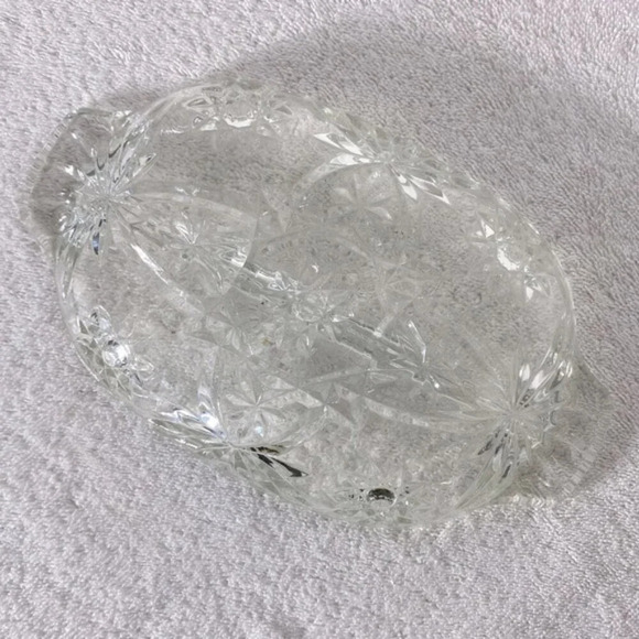 Vintage Pinwheel Cut Crystal Split Snack  Dish - Picture 8 of 10